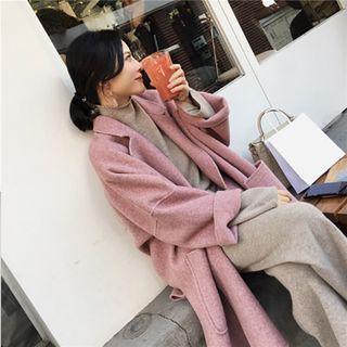 Notch Lapel Open-front Slit Coat