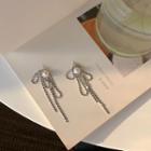 Rhinestone Faux Pearl Earring 1 Pair - 925 Silver Needle Earrings - One Size