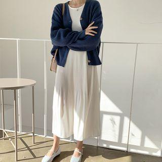 Punched-trim Colored Cardigan