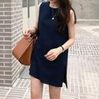 Sleeveless Mini A-line Dress Dark Blue - One Size