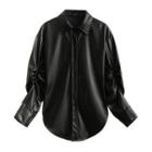 Faux Leather Shirred Shirt