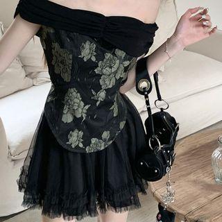 Lace Panel Tube Top / A-line Skirt
