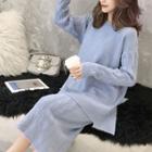 Set: Slit Sweater + Cable Knit Skirt