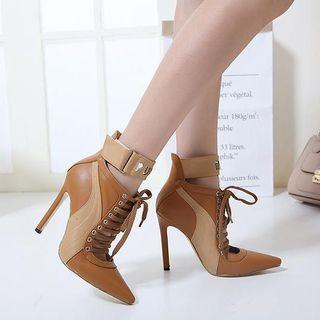 Faux-leather Lace-up Shoe Boots