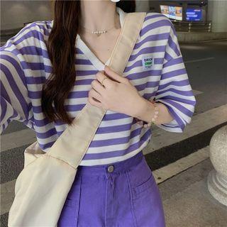 Elbow-sleeve Striped T-shirt / Skirt