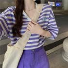 Elbow-sleeve Striped T-shirt / Skirt