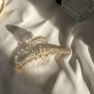 Faux Pearl Rhinestone Hair Claw Transparent - One Size