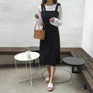 Tie-shoulder Flared Midi Dress