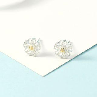 Alloy Flower Earring 1 Pair - Gold & Silver - One Size