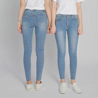 Fray-hem Skinny Jeans (petite/tall)