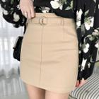 Zip-back H-line Mini Skirt With Belt