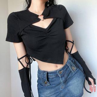Cut-out Drawstring Top