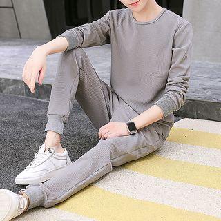Set: Crew-neck Pullover + Drawstring Sweatpants