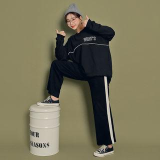 Contrast-trim Knit Wide Pants  Black - One Size