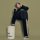 Contrast-trim Knit Wide Pants  Black - One Size