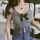 Gingham Bow Accent Camisole Top