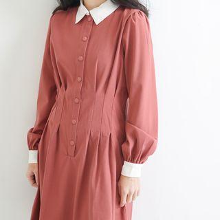 Two-tone Collared A-line Dress
