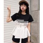 Mock Two-piece Striped Panel Short-sleeve T-shirt