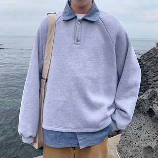 Panel Hem Collared Raglan Sleeve Top