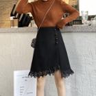 Asymmetric Lace Trim A-line Skirt
