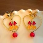 Heart Earring 1 Pair - 1174a# - Gold & Red & Yellow - One Size