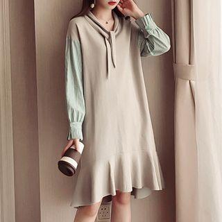 Striped Panel Sweatshirt Dress