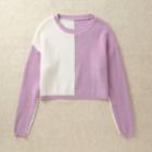 Round Neck Two-tone Knit Top