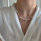 Freshwater Pearl Pendant Alloy Necklace Xl1662 - White - One Size