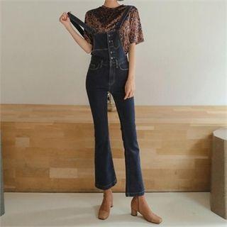 Button-front Boot-cut Jumper Jeans