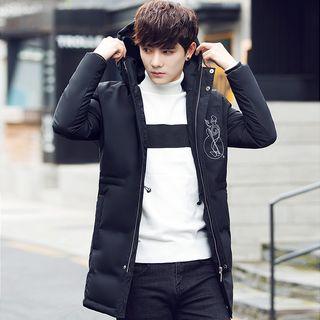 Embroidered Hooded Down Coat
