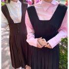Asymmetric-collar Button-side Shirt
