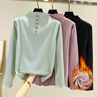Mock-turtleneck Long-sleeve Henley Top