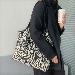 Zebra Print Tote Bag Zebra Print - Black & Beige - One Size