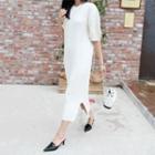 Punch-detail Long Rib-knit Dress