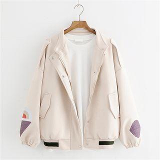 Embroidered Long Sleeve Baseball Jacket