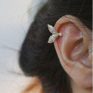 Mermaid Tail Faux Pearl Cuff Earring 1 Pc - Gold - One Size