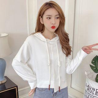 Asymmetric Panel Cropped Hooded Sweatshirt
