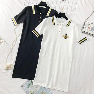 Bee-embroidered Polo Dress