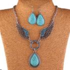 Set: Rhinestone Wing Necklace + Earrings