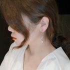 Faux Pearl Rhinestone Safety Pin Dangle Earring Silver - One Size