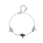 Fashion Simple Dragonfly Bracelet With Black Cubic Zirconia Silver - One Size