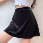 Black Velvet High-waist A-line Skirt