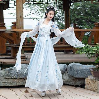 Long-sleeve Hanfu Top / Camisole / Maxi A-line Skirt / Strapless Maxi Dress