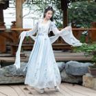 Long-sleeve Hanfu Top / Camisole / Maxi A-line Skirt / Strapless Maxi Dress