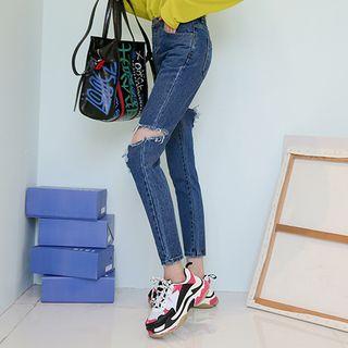 Ripped Slim-fit Tapered Jeans