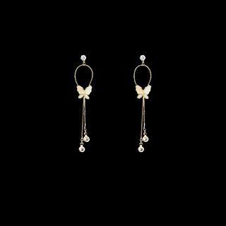 Butterfly Drop Earring 1 Pair - S925 Silver Needle Earrings - One Size