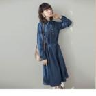 Long Sleeve Tie-waist Denim Dress