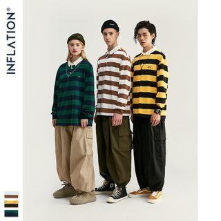 Unisex Striped Loose-fit Polo Shirt