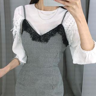 Lace-detail Fringed-trim Top