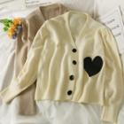 Heart-patch Loose Cardigan